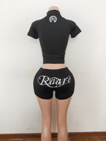 “She’s Raare” Zip Up Shirt(Black)