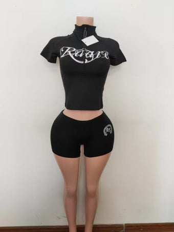 “She’s Raare” Zip Up Shirt(Black)